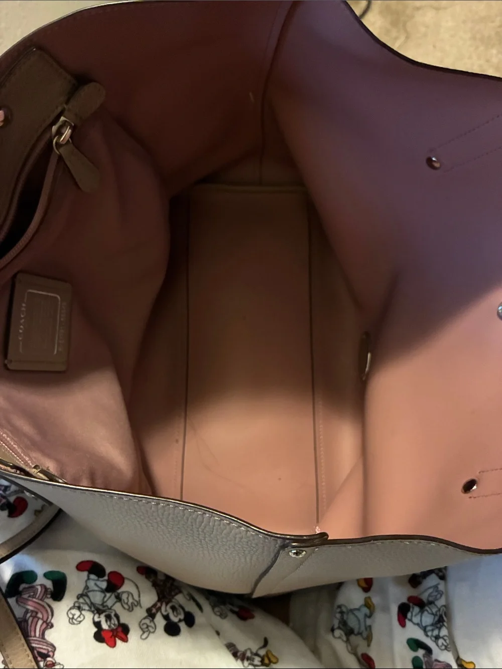 Coach —Tan Leather Tote with Pink Interior - Picture 3 of 5